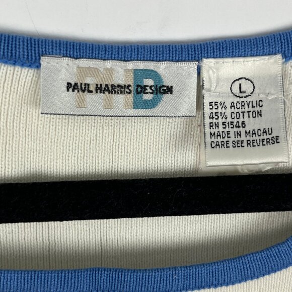 PHD Paul Harris Design Top Blouse Camisole Size L Green Blue Round Neck Stretch - Picture 5 of 9